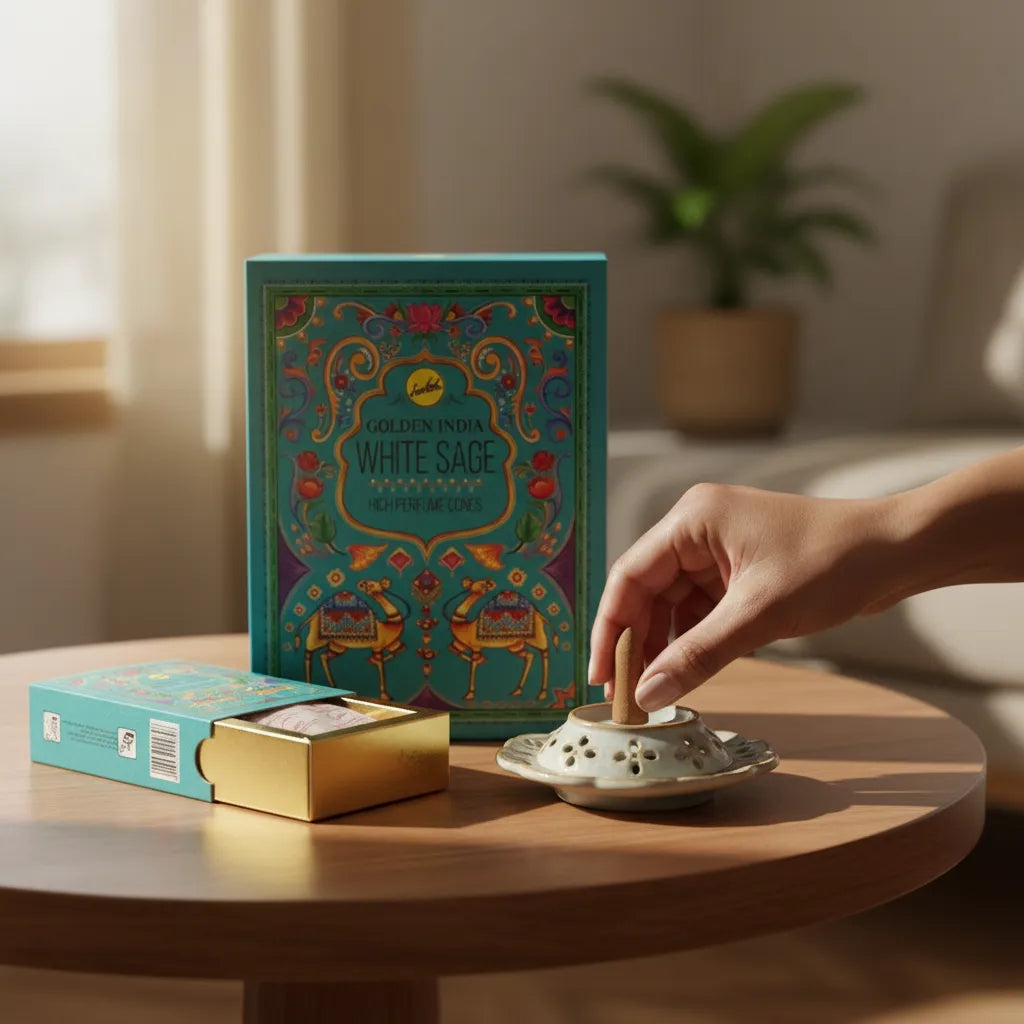 Incienso Cascada Golden Indian Salvia Blanca 10 conos