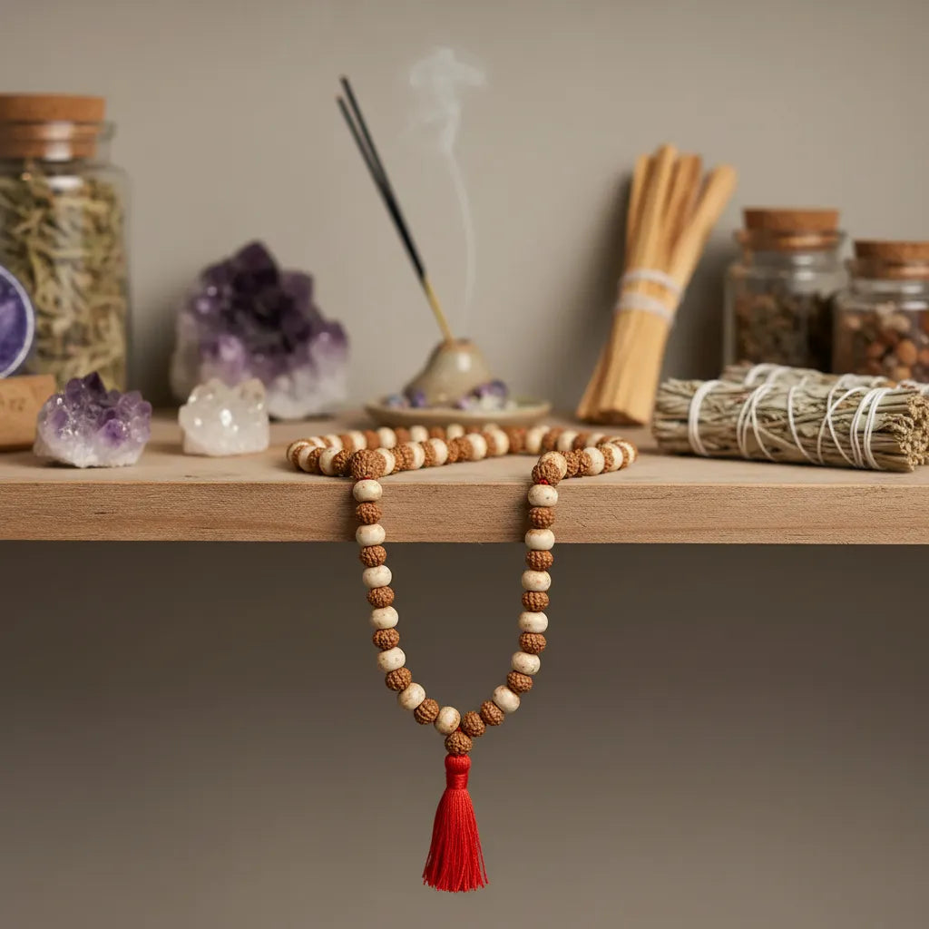 Japa Mala Anudada Rojo 8mm