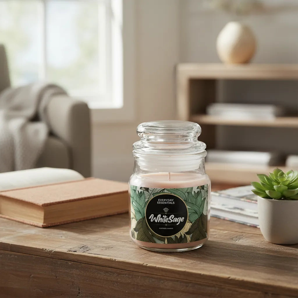 Vela Tapa Vidrio - Salvia Blanca