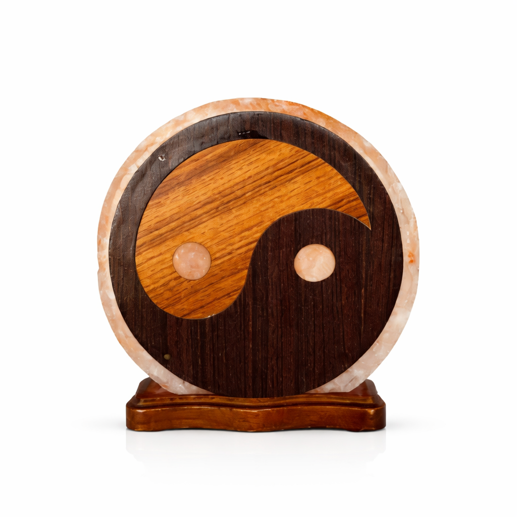 Lampara de Sal del Himalaya con Diseño Yin yang