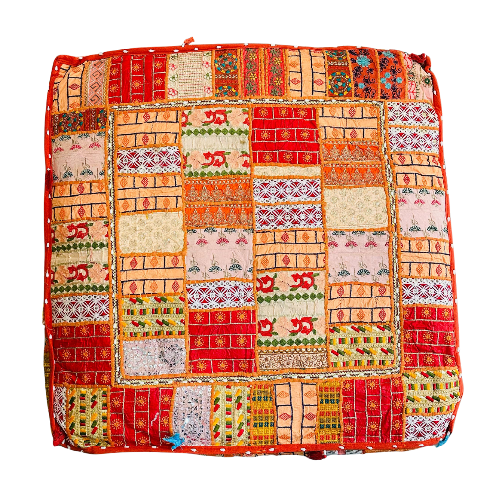 Cojin Naranjo Indio Patchwork Talla XL
