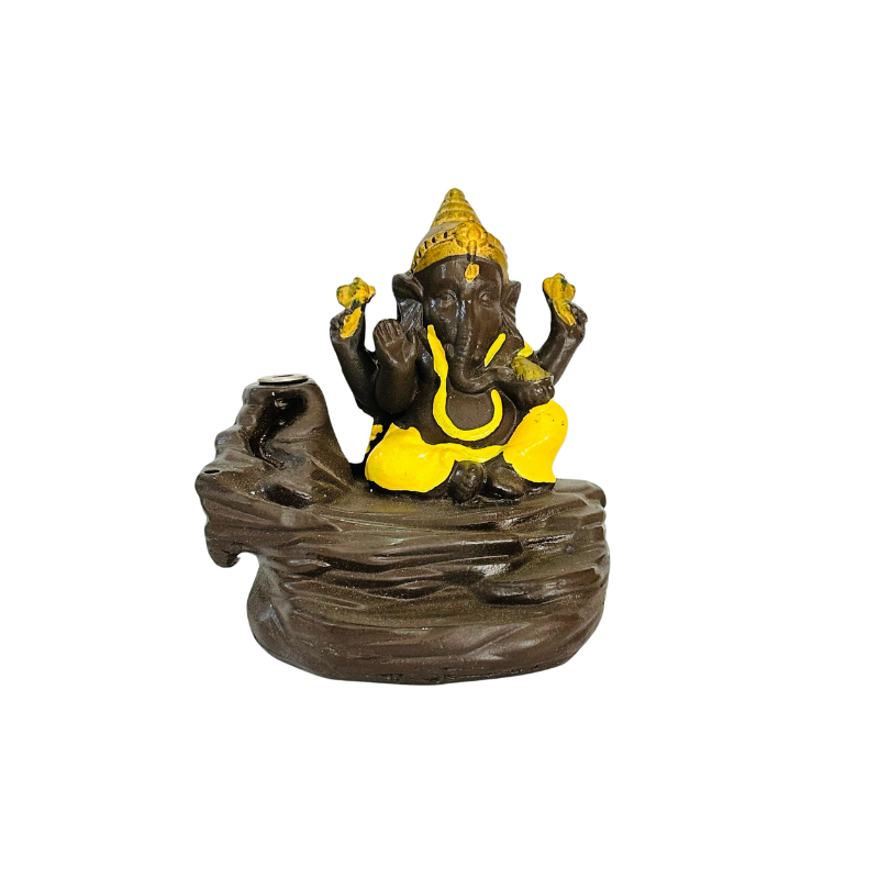 Porta Incienso Cascada India Ganesh Amarillo + 10 inciensos