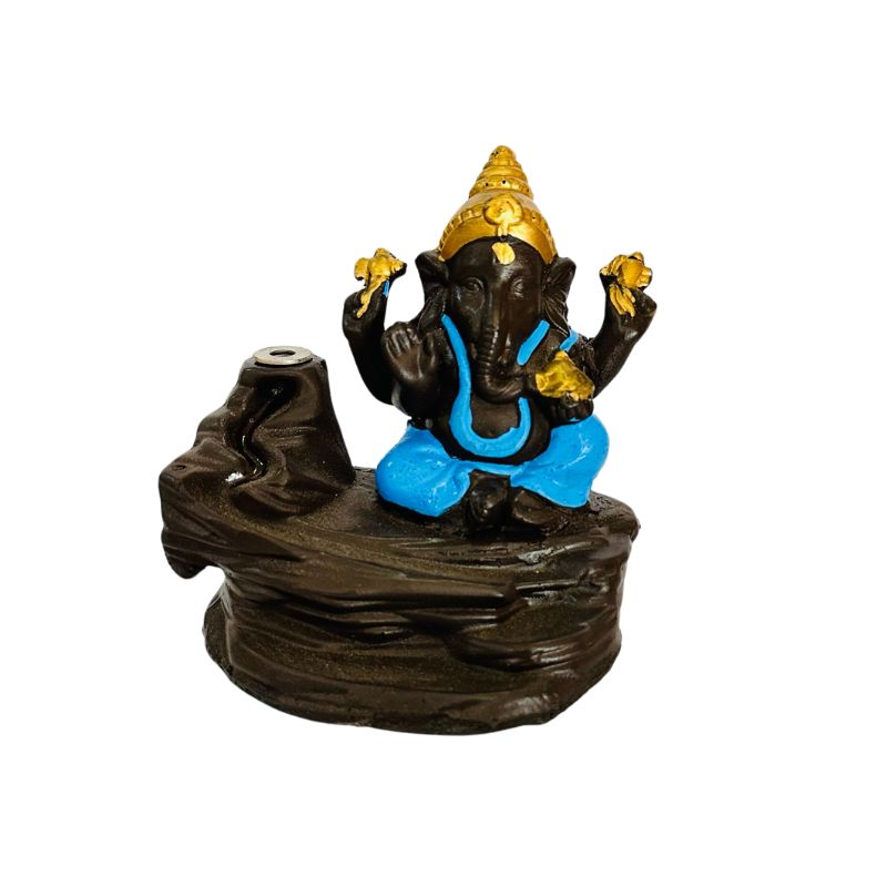 Porta Incienso Cascada India Ganesh Azul + 10 inciensos