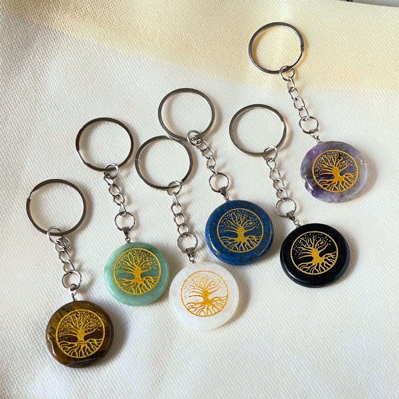 Llavero Piedra Ojo de Tigre - Árbol de la Vida