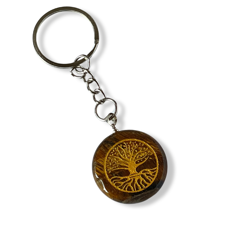 Llavero Piedra Ojo de Tigre - Árbol de la Vida