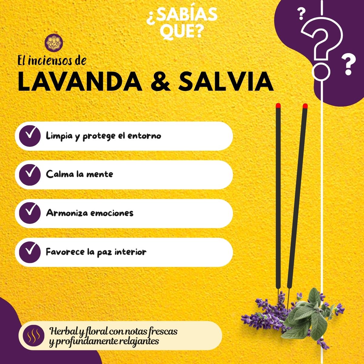 Incienso Cascada Salvia Blanca + Lavanda 120 conos