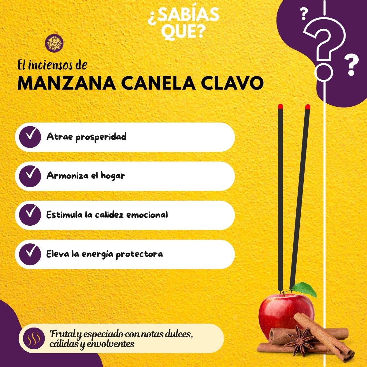 Sahumerio Slim Tibetano Manzana Canela