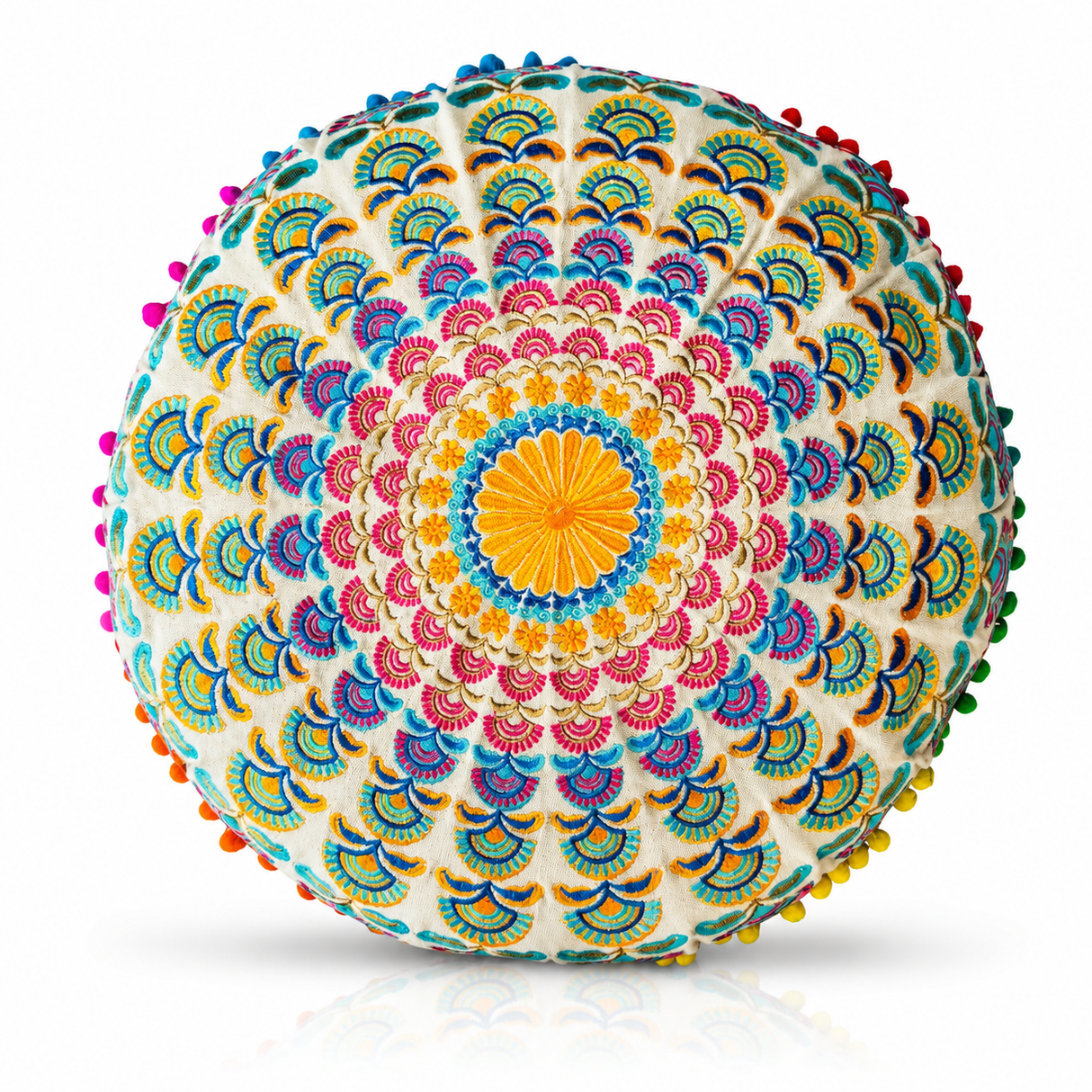 Cojin Boho Multicolor Redondo Grande