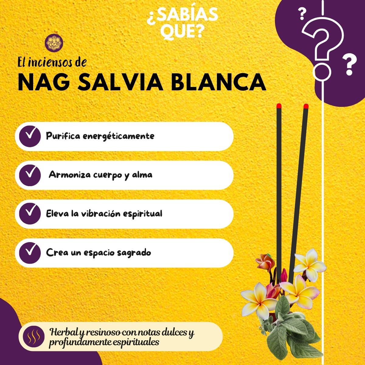 Incienso Nag Champa Salvia Blanca