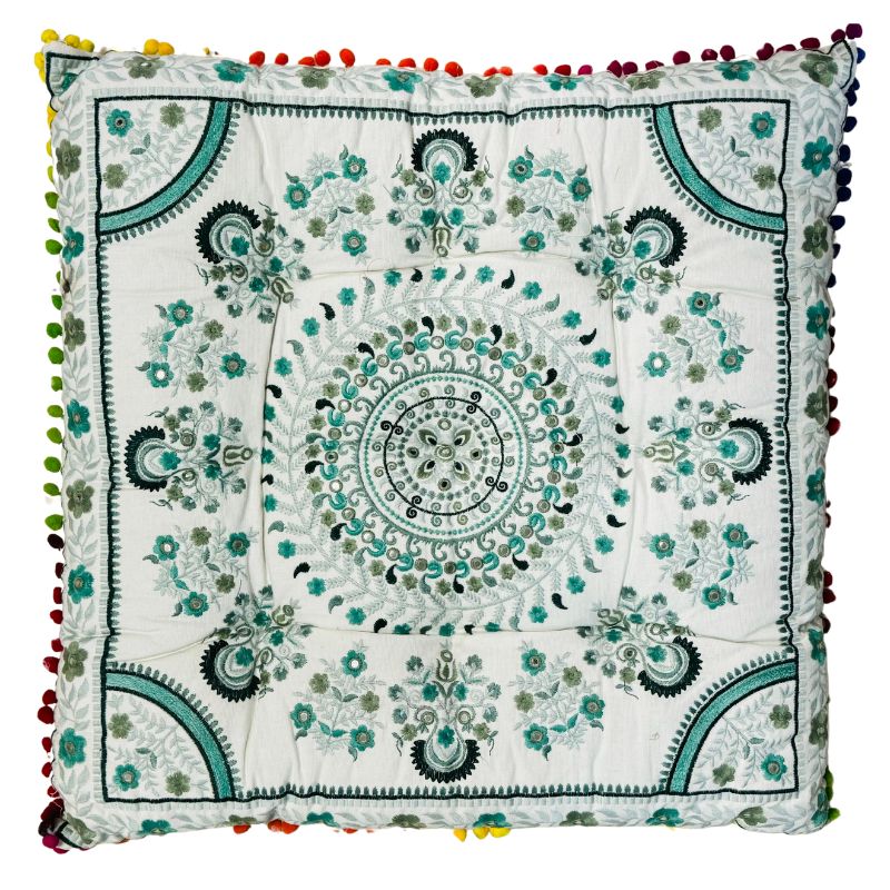 Cojin Verde Indio Cuadrado Mediano