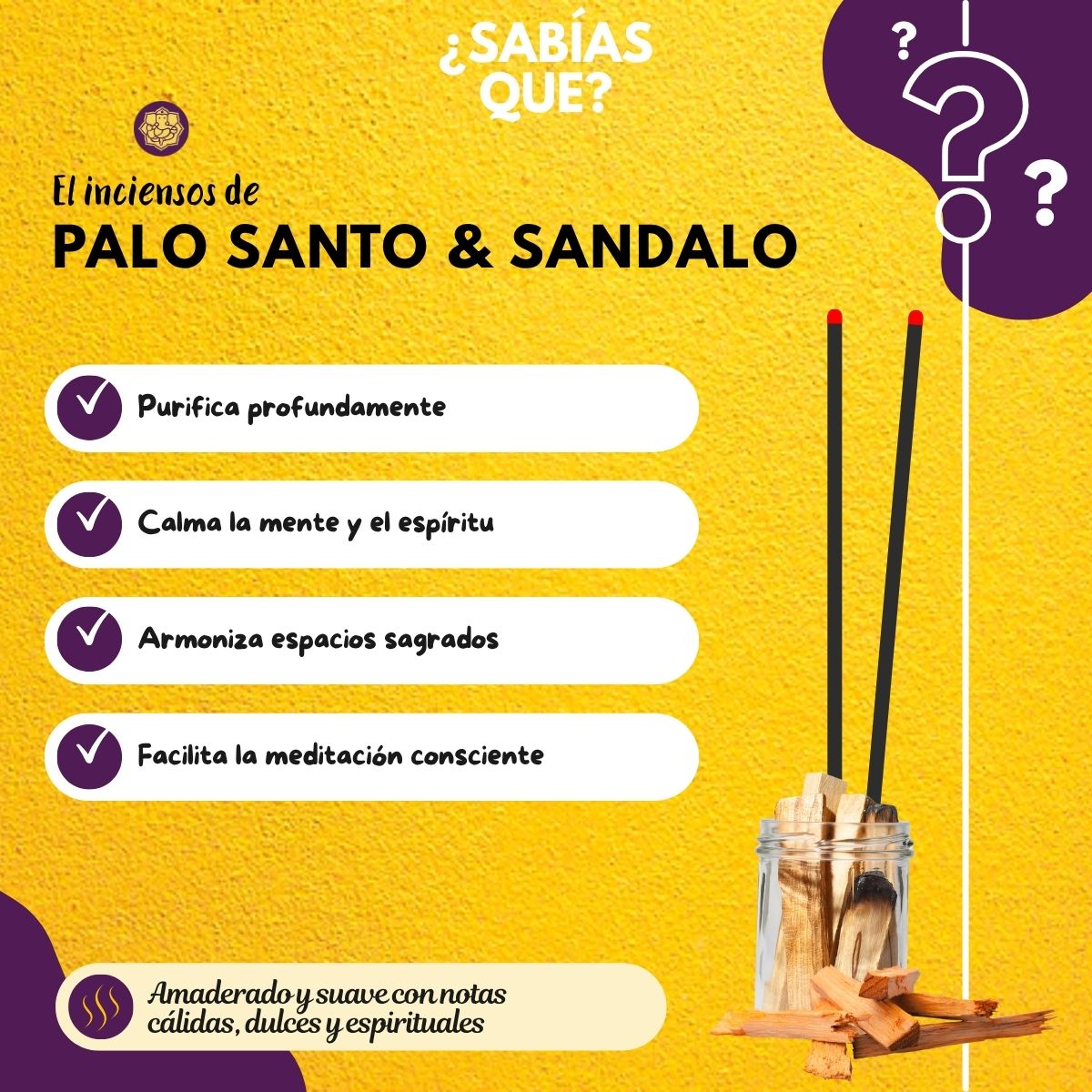 Incienso Temple Bells Palo Santo y Sandalwood