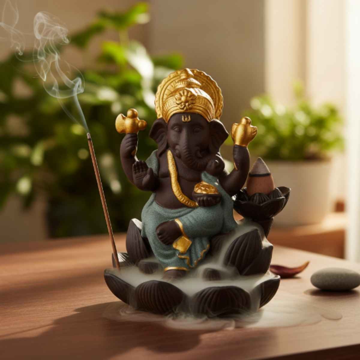 Porta Incienso Cascada Ganesha Verde