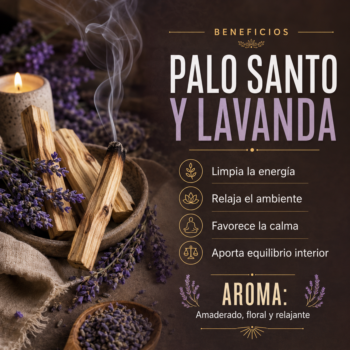 Sahumerio Artesano Palo Santo y Lavanda 5u