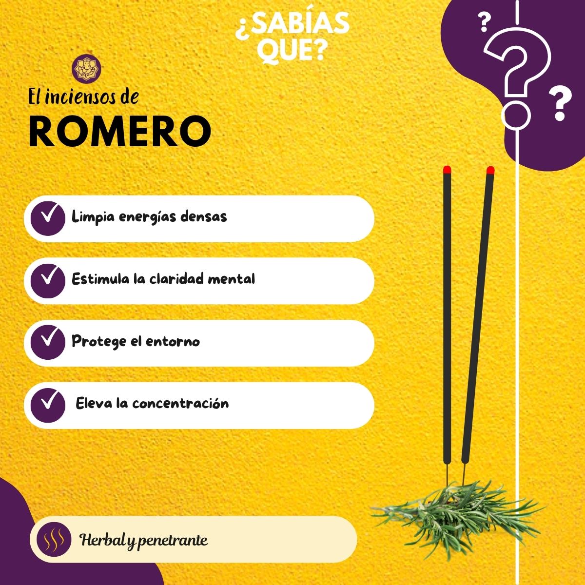 Incienso Aromaterapia Romero