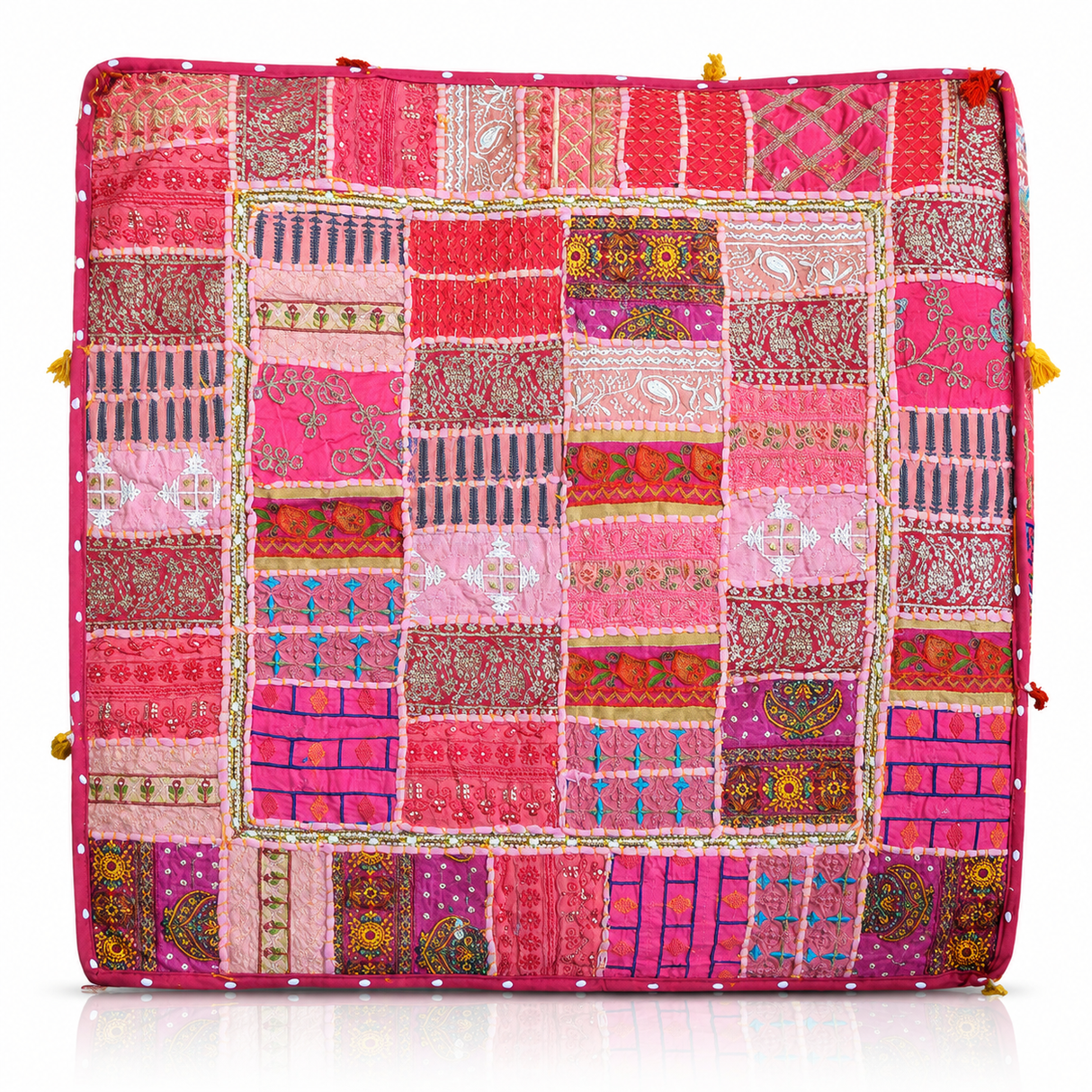 Cojin de Suelo Patchwork Rosado Extra Grande