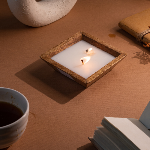 Vela Cuadrada Madera de Salvia y Sal Marina