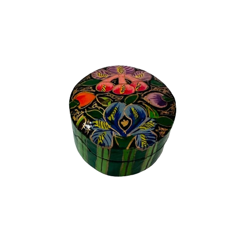 Cajita de Sueños Redonda Mini Flores Verde