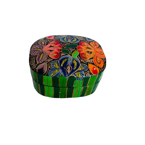 Cajita de Sueños Rectangular Flores Verde