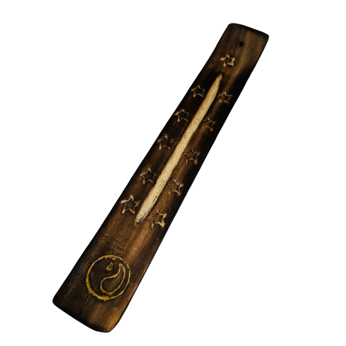 Tabla Porta Incienso Madera Ying Yang Estrella