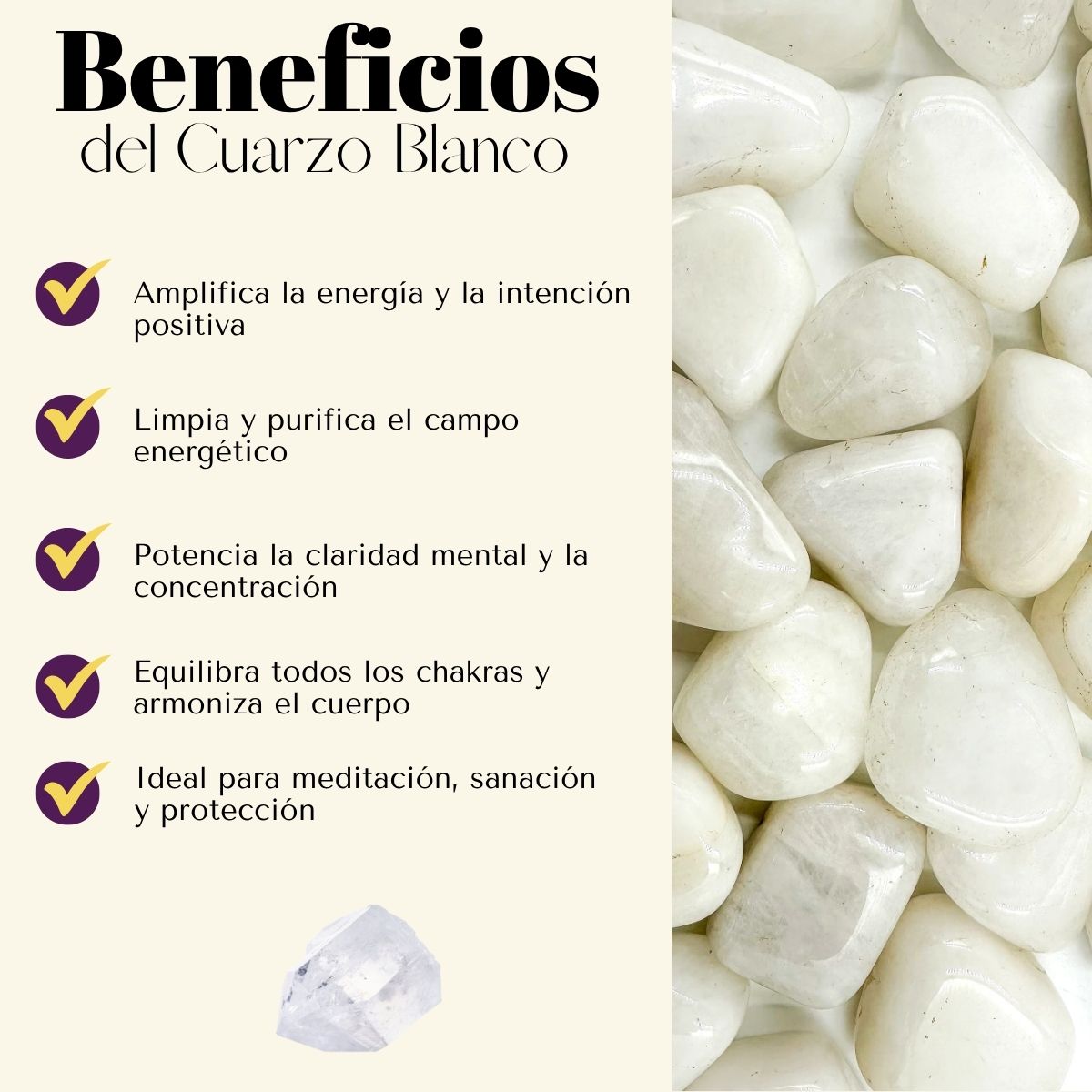 Pulsera Mano de Fatima Charm Cuarzo Blanco