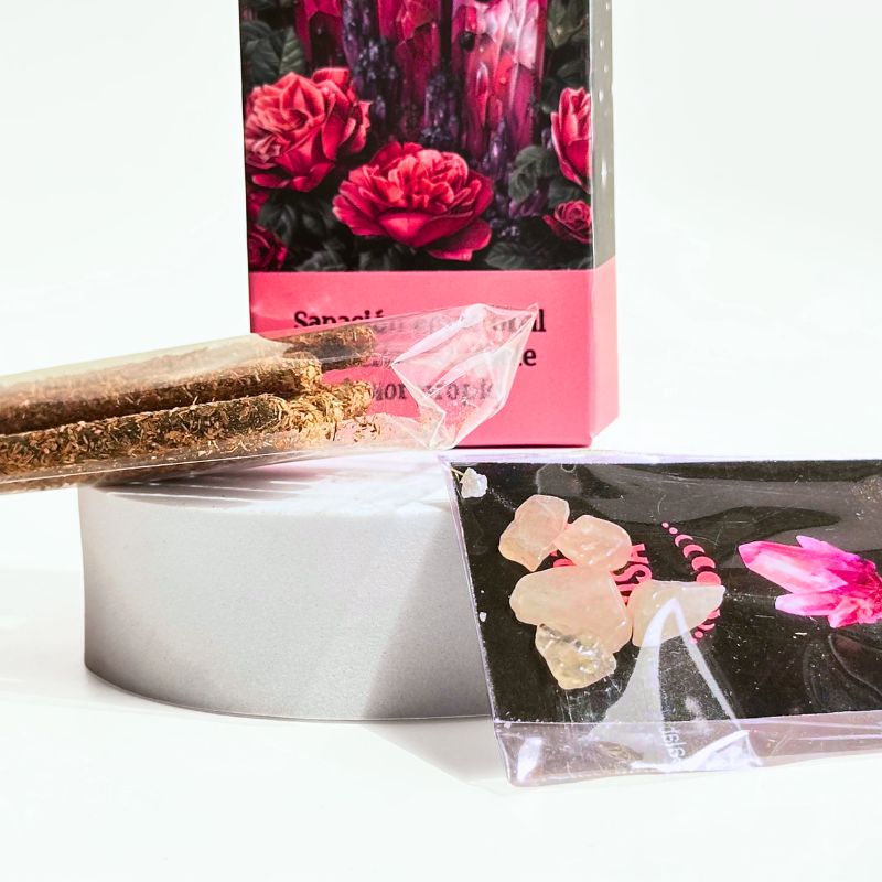 Incienso Rosa con Piedras de Cuarzo Rosa