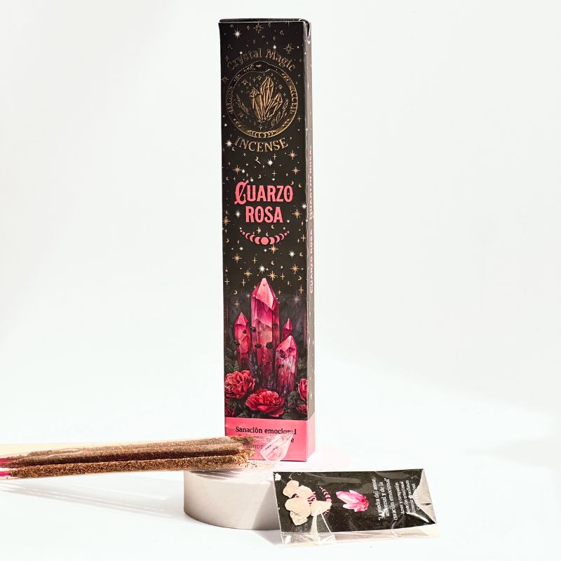 Incienso Rosa con Piedras de Cuarzo Rosa