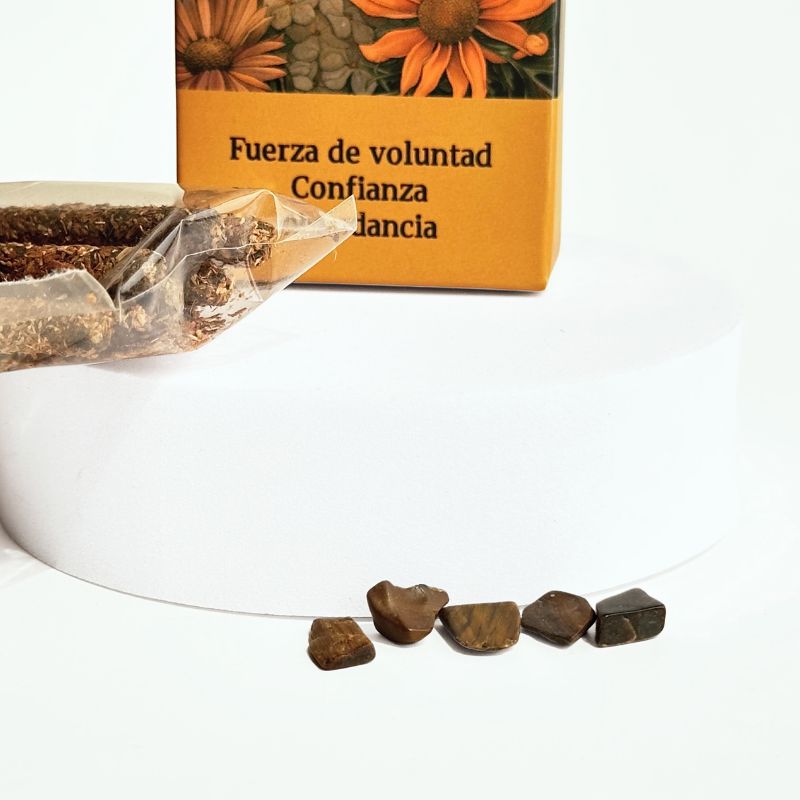 Incienso Sándalo con Piedras de Ojo de Tigre