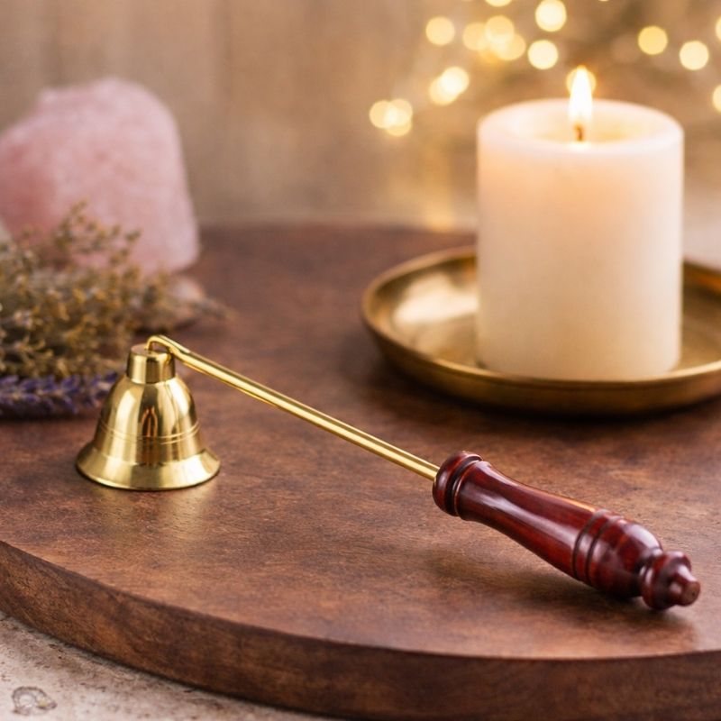 Apaga Vela de Bronce con Mango de Madera