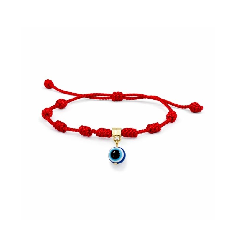 Pulsera Hilo Rojo 7 Nudos con Ojo Protector Colgante