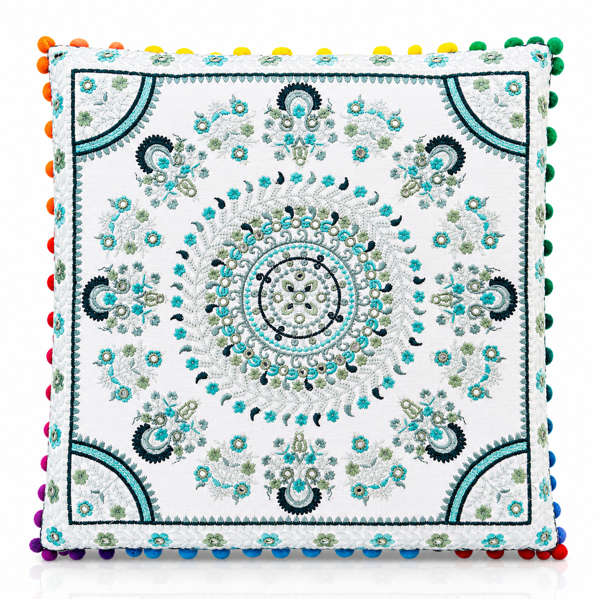 Cojin Boho Verde Cuadrado Chico
