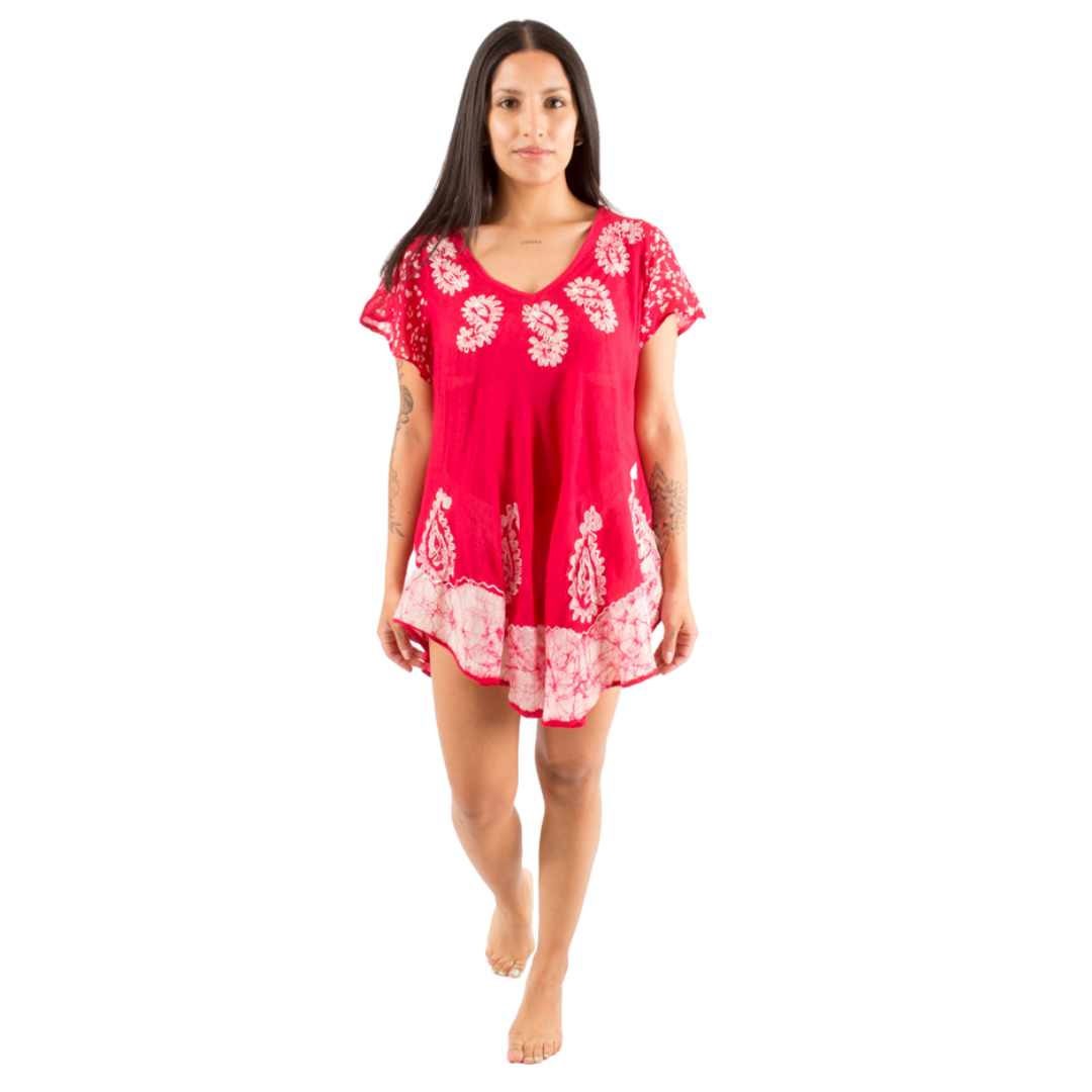 Blusa/Vestido Devamati Rosado con Blanco