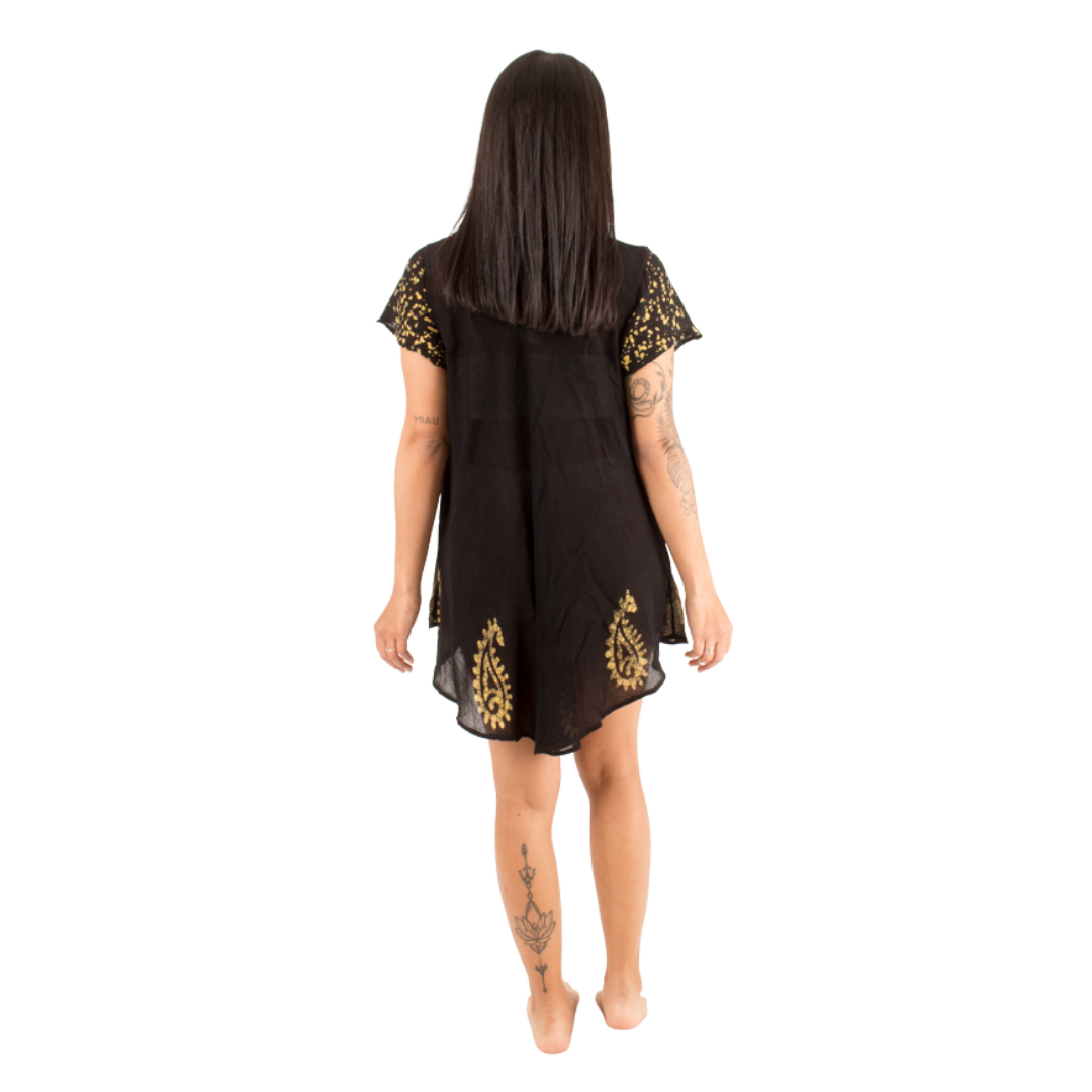 Blusa/Vestido Devamati Negro con Amarillo