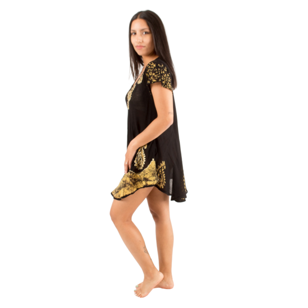 Blusa/Vestido Devamati Negro con Amarillo