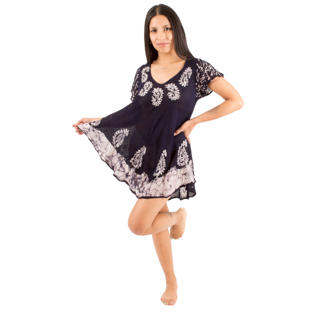 Blusa/Vestido Devamati Marino con Blanco