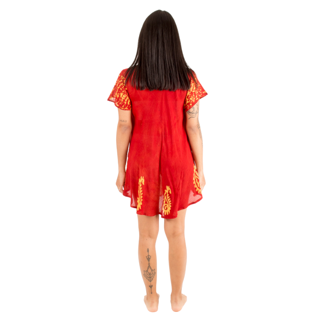 Blusa/Vestido Devamati Rojo con Amarillo