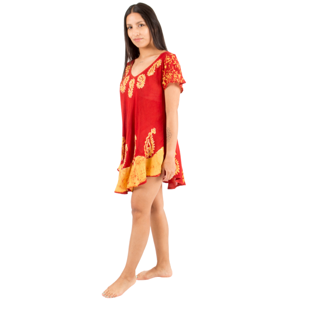 Blusa/Vestido Devamati Rojo con Amarillo