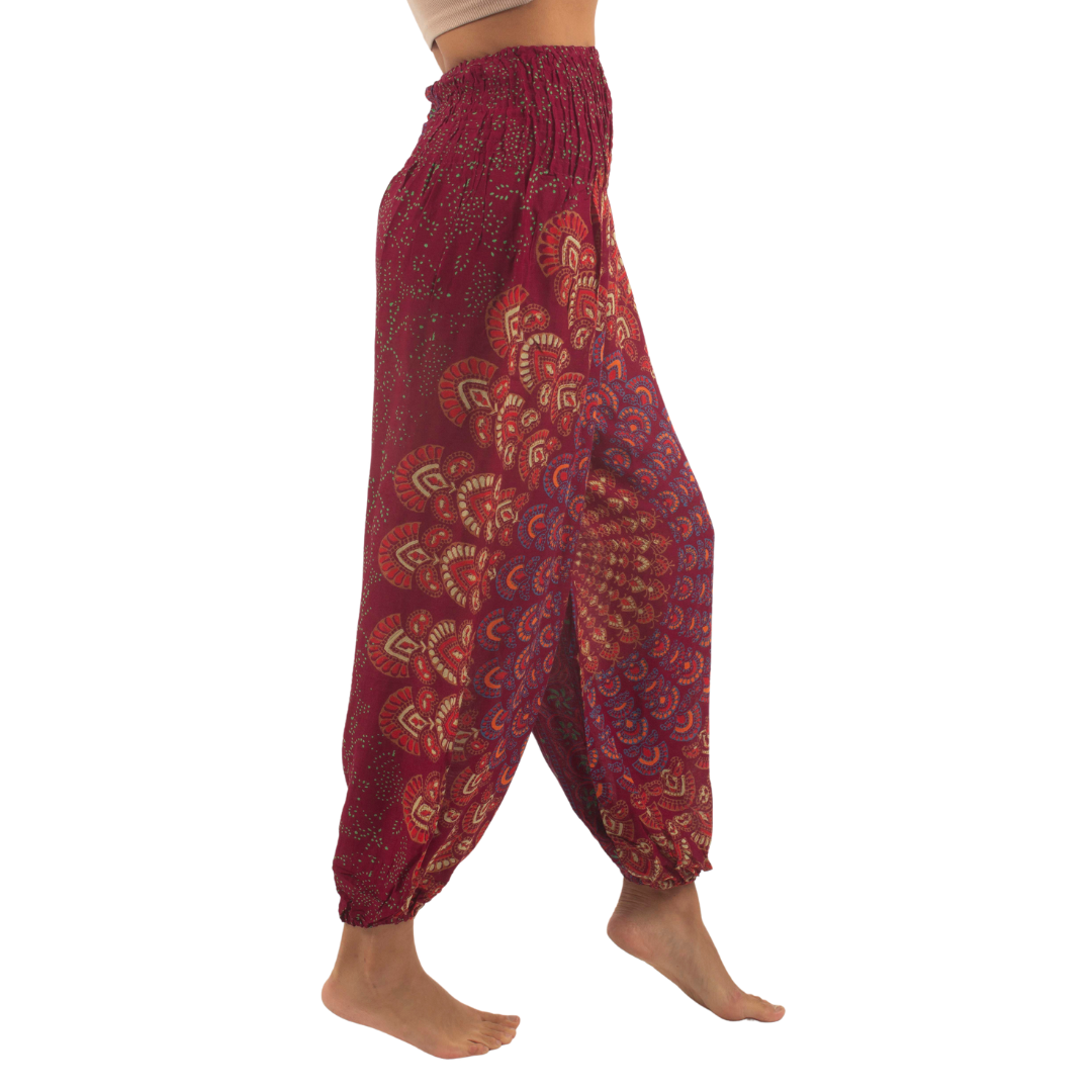 Pantalon Priya Burdeo con Verde