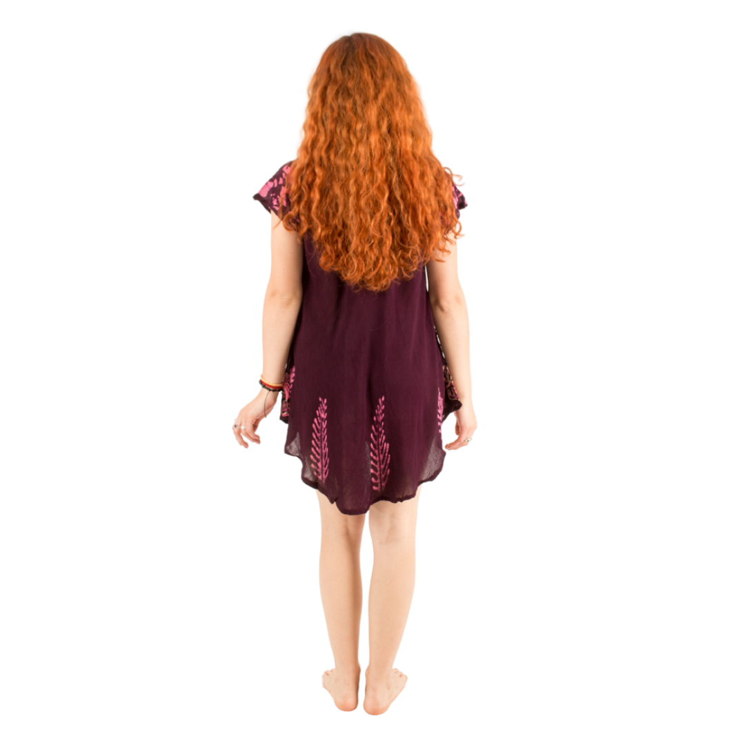 Blusa/Vestido Devika Morado con Rosado