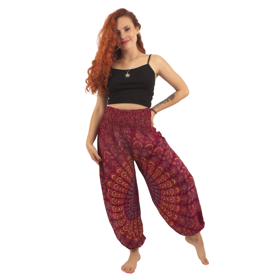 Pantalon Priya Burdeo con Amarillo