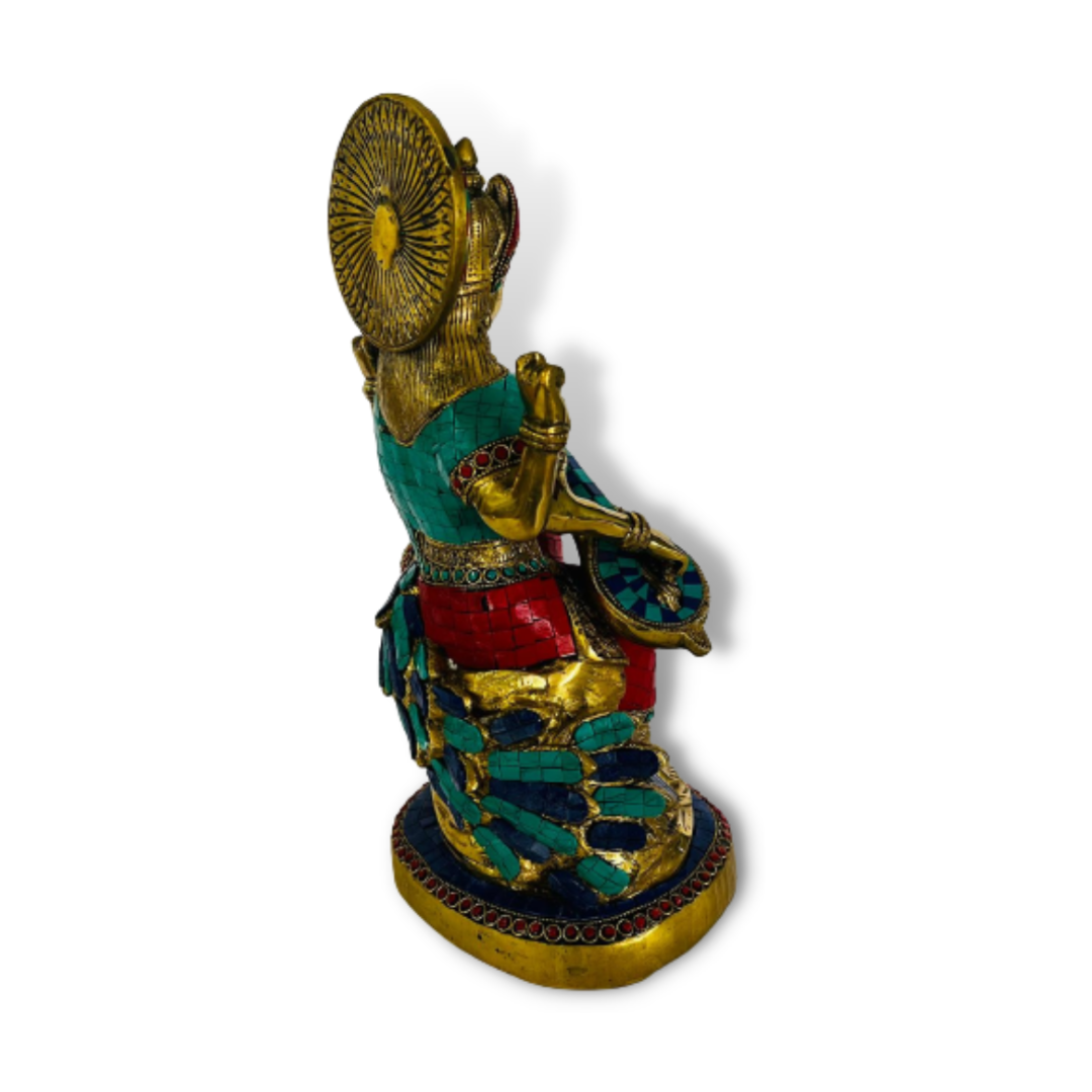 Figura de Bronce y Piedras Saraswati