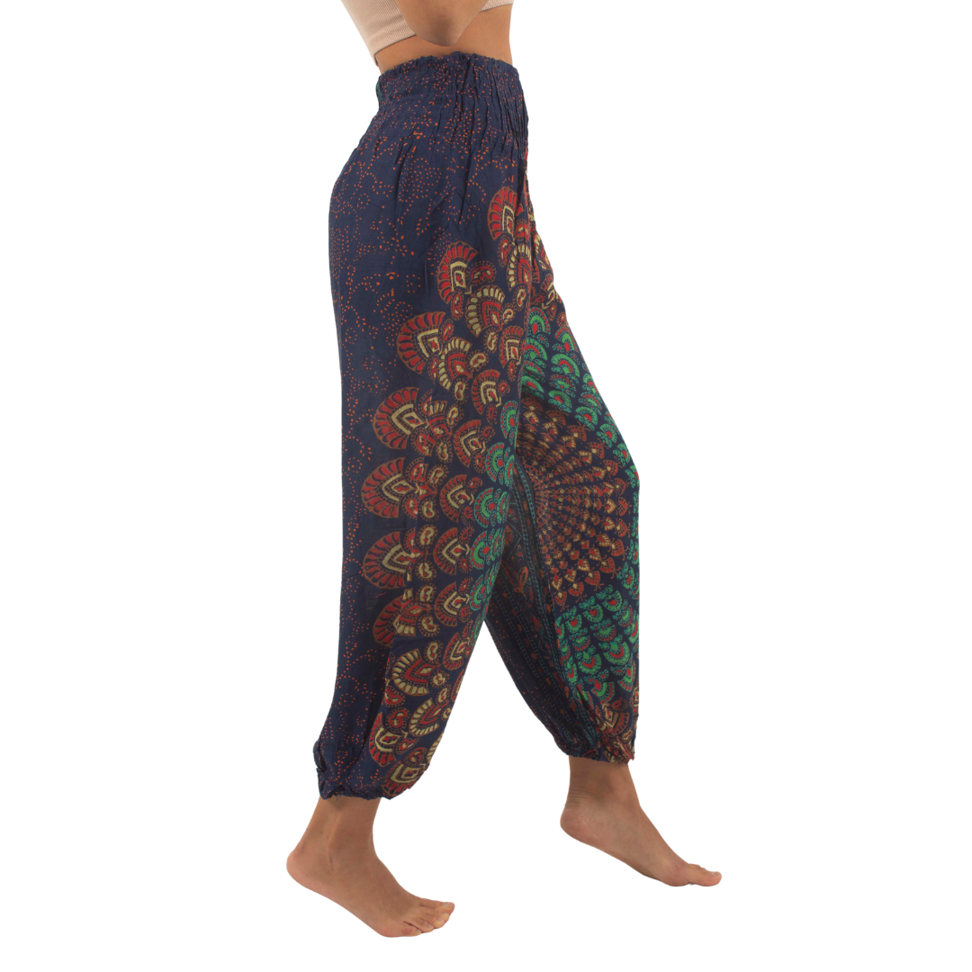 Pantalon Priya Azul con Naranjo