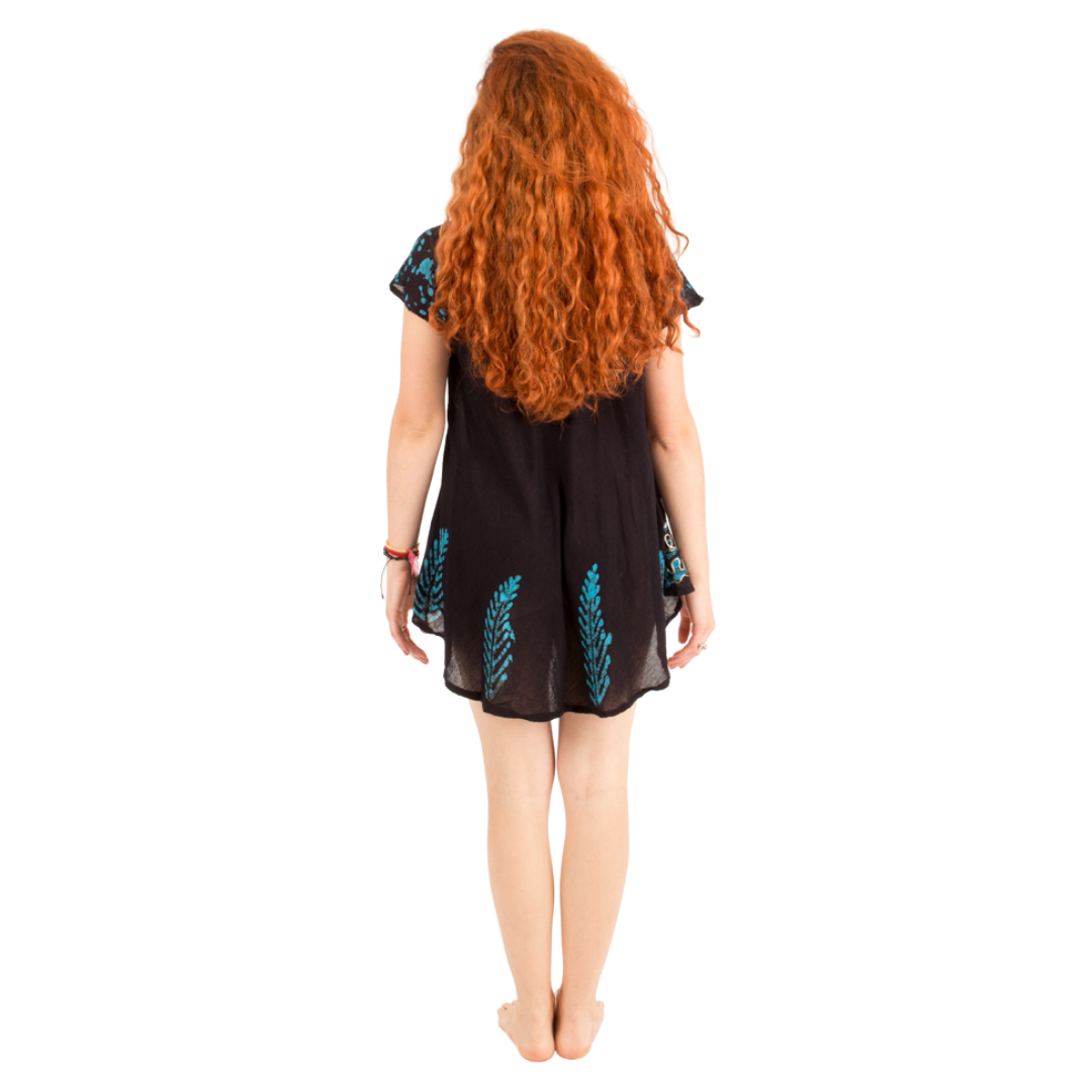 Blusa/Vestido Devika Negro con Azul