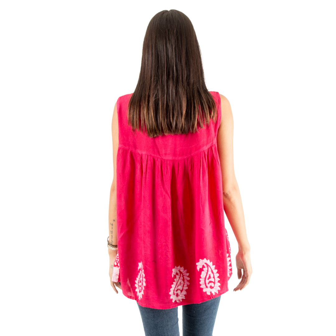 Blusa Dayita Rosado con Blanco