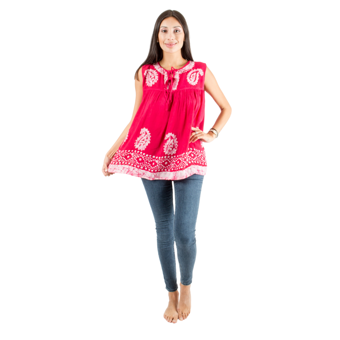 Blusa Dayita Rosado con Blanco