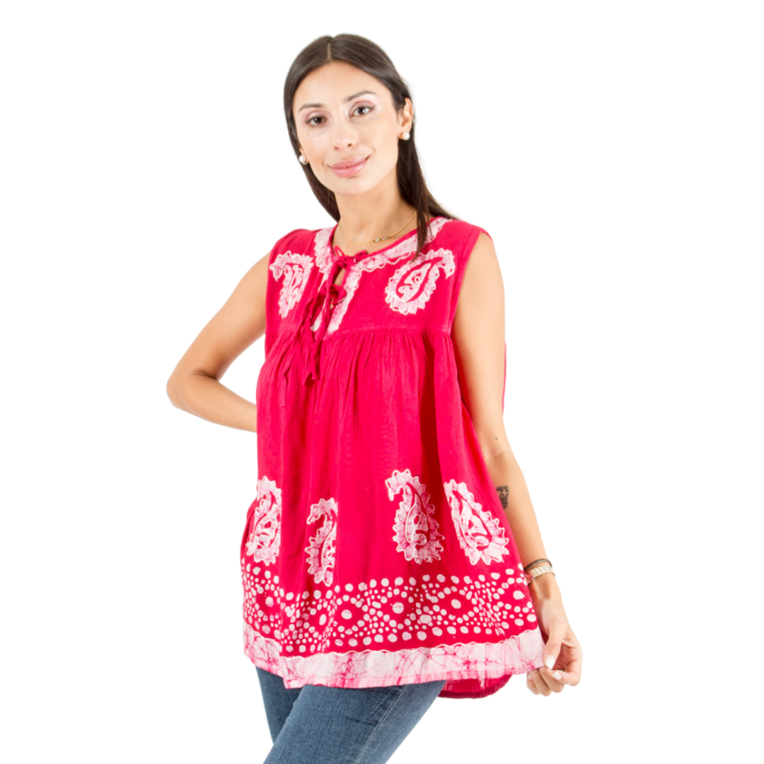 Blusa Dayita Rosado con Blanco