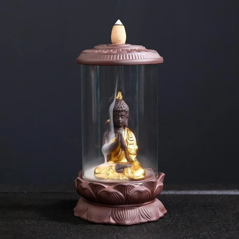 Porta Incienso Cascada Templo Budda + 10 inciensos