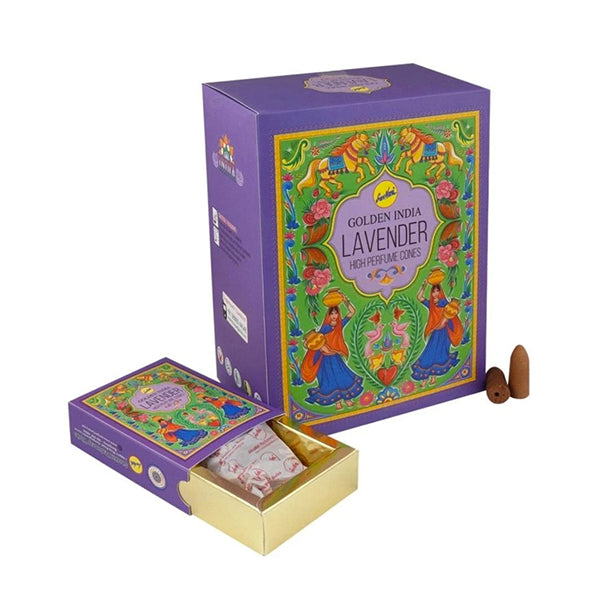 Incienso Cascada Golden Indian Lavanda 10Conos