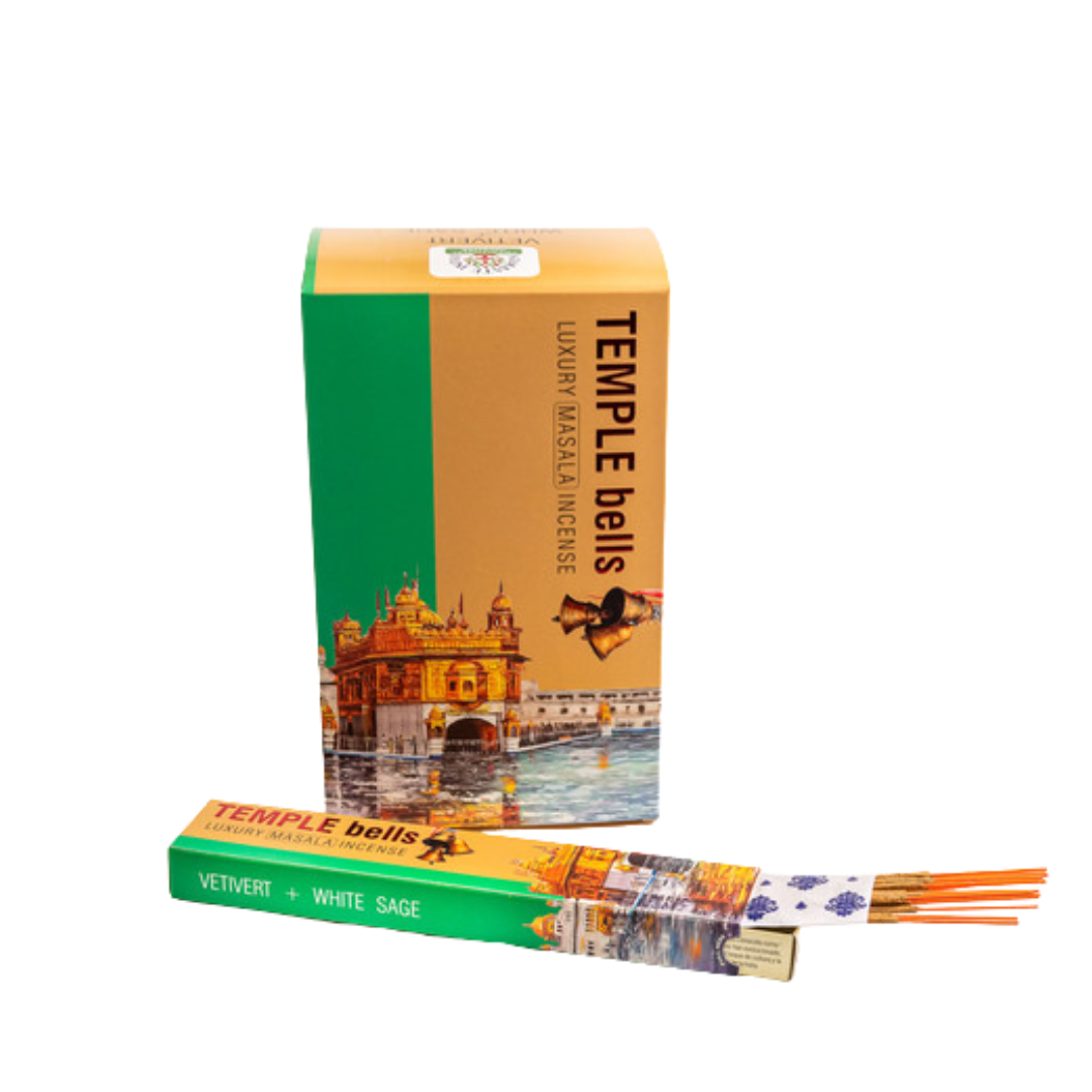 Incienso Temple Bells Vetiver + Salvia Blanca