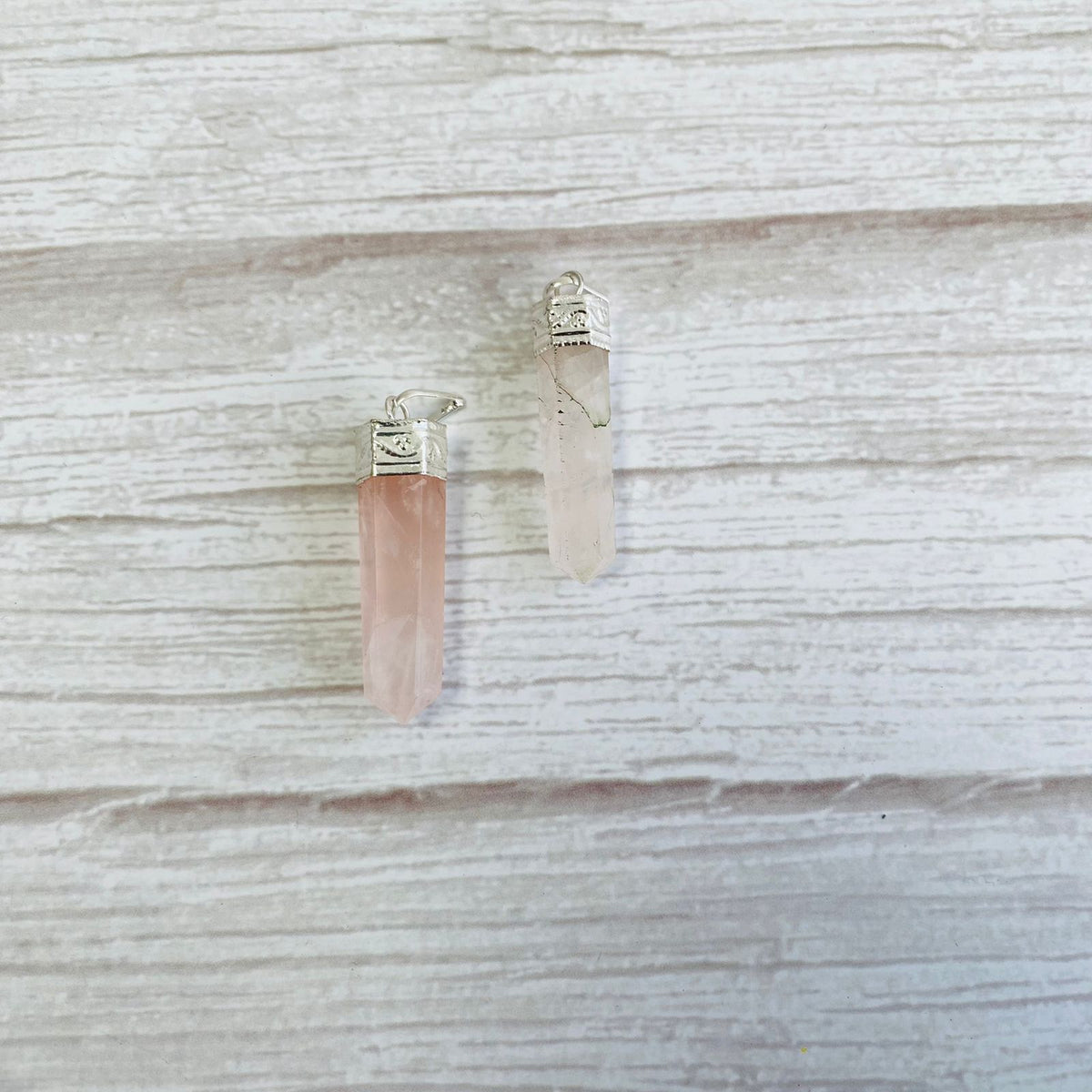 Colgante de Punta Cuarzo Rosa 4 cm