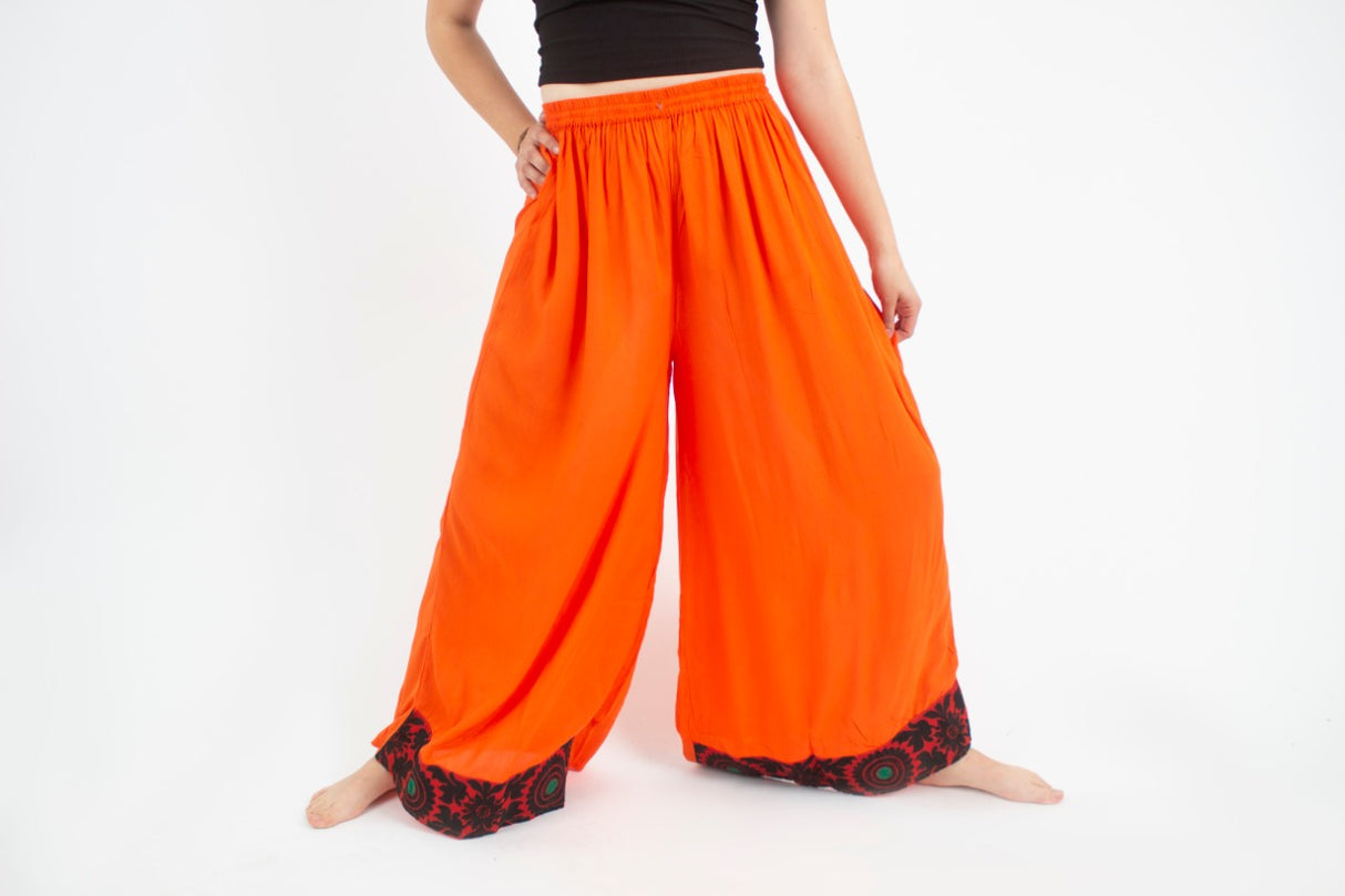 Pantalon Palazzo Naranjo Bordado Inferior